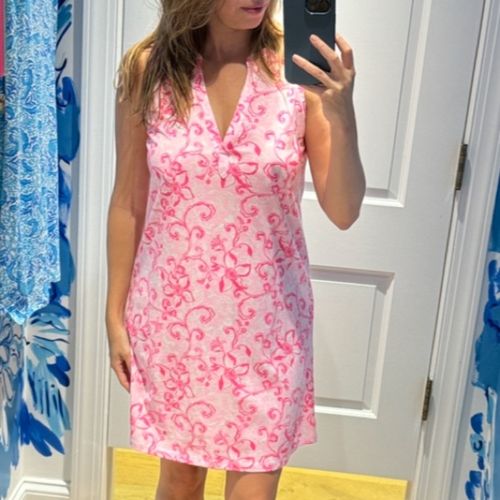 New Lilly Pulitzer Dev Dress Conch Shell Pink Flamingle Garden - Picture 9 of 9